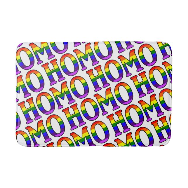 Colourful Diagonal Rainbow Colours Homo Pattern Bath Mat (Front)