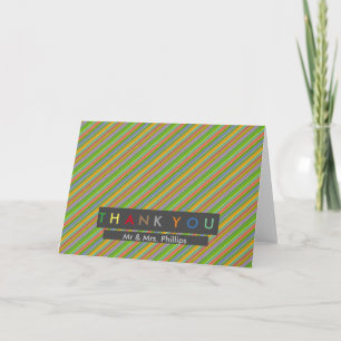 Colourful Diagonal Stripe Modern Thank You