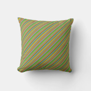 Colourful Diagonal Stripe Multi colour Modern Cushion