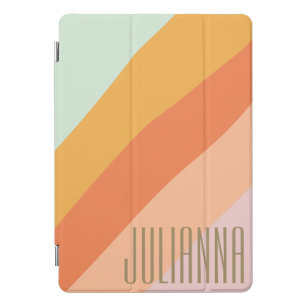 Colourful Diagonal Stripe Retro Pastel Personalise iPad Pro Cover
