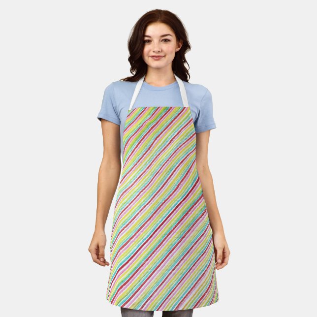 Colourful diagonal stripes aprons (Worn)