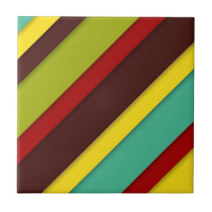 Colourful Diagonal Stripes Ceramic Tile   Modern 