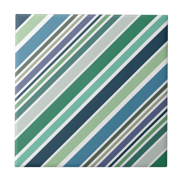Colourful diagonal stripes design ceramic tile (Front)