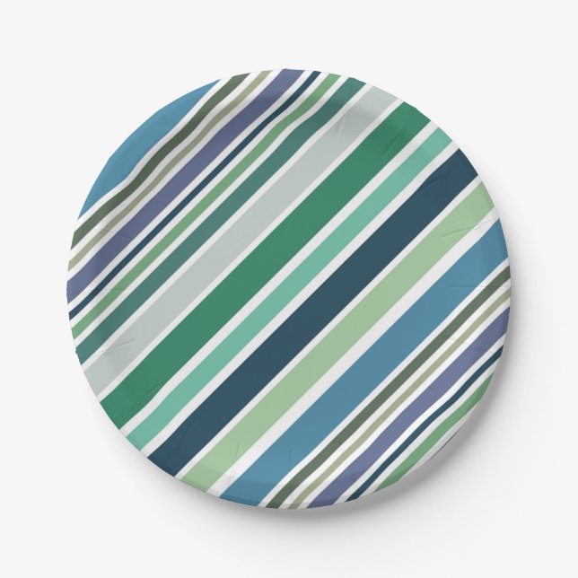 Colourful diagonal stripes design paper plate (Front)