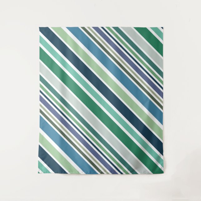 Colourful diagonal stripes design tapestry (Front)