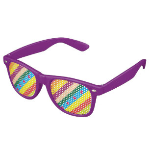 Colourful Diagonal Stripes Fun Retro Sunglasses