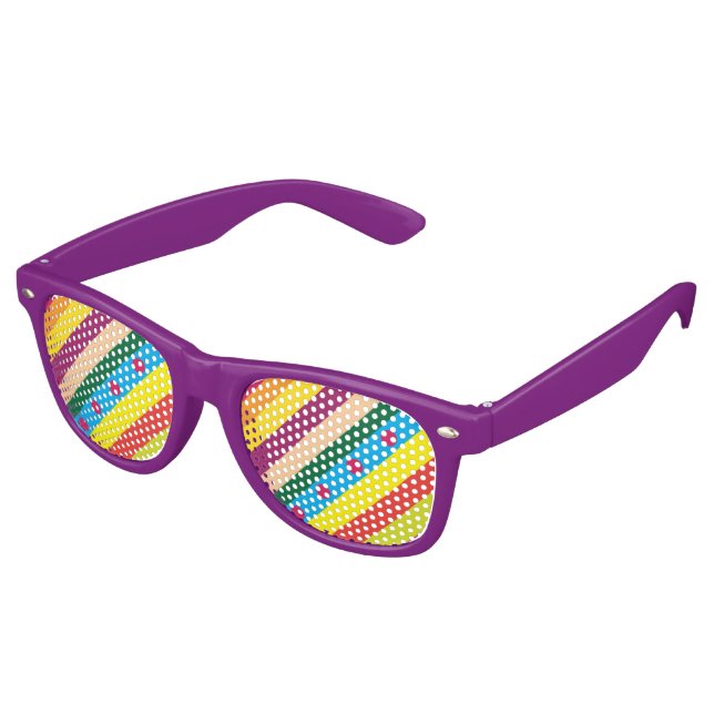 Colourful Diagonal Stripes Fun Retro Sunglasses (Angled)
