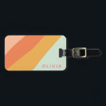 Colourful Diagonal Stripes Sweet Candy Pastel Name Luggage Tag<br><div class="desc">A fun retro geometric diagonal stripes graphic design in a cute colour palette of orange,  yellow,  peach,  coral,  pastel pink and mint green,  personalised with name or wording of your choosing.</div>