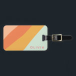 Colourful Diagonal Stripes Sweet Candy Pastel Name Luggage Tag<br><div class="desc">A fun retro geometric diagonal stripes graphic design in a cute colour palette of orange,  yellow,  peach,  coral,  pastel pink and mint green,  personalised with name or wording of your choosing.</div>