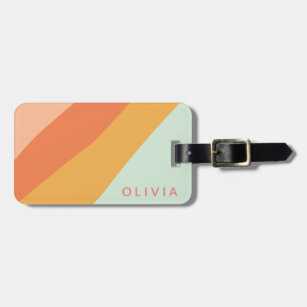 Colourful Diagonal Stripes Sweet Candy Pastel Name Luggage Tag