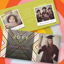 Colourful Diagonal Stripes Trendy Photo Graduation