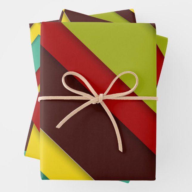 Colourful Diagonal Stripes Wrapping Paper Sheets  (In situ)