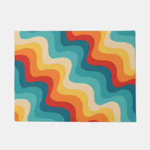 Colourful diagonal waves in retro style doormat