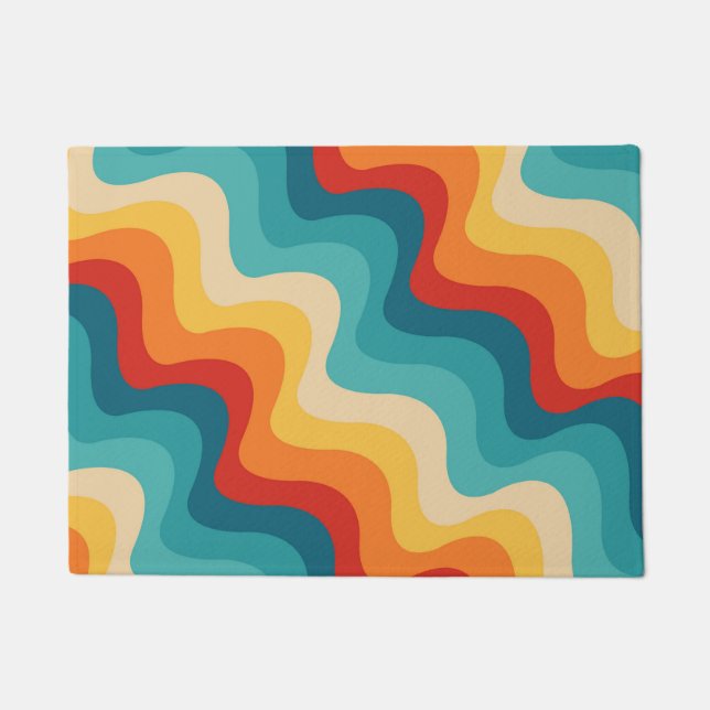 Colourful diagonal waves in retro style  doormat (Front)