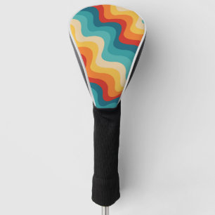 Colourful diagonal waves in retro style golf head cover