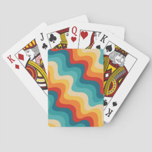 Colourful diagonal waves in retro style  playing cards