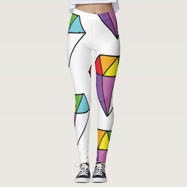 Colourful Diamond Cute Drawing Leggings (Front)