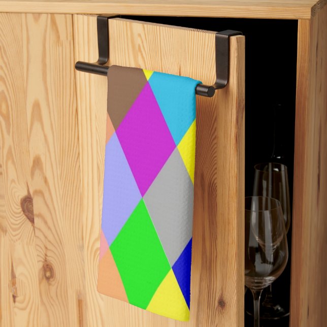 Colourful Diamond Design Tea Towel (Thirds Fold)