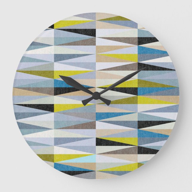 Colourful Diamond Floor Tiles Texture Large Clock (Front)
