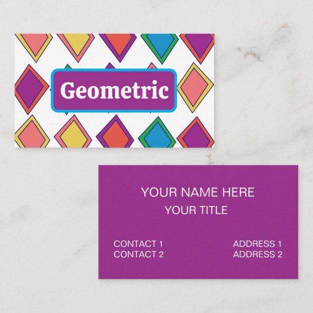 Colourful Diamond Geometric Pattern Business Card (Front/Back)