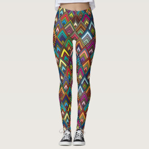 Colourful Diamond Geometric Pattern Leggings