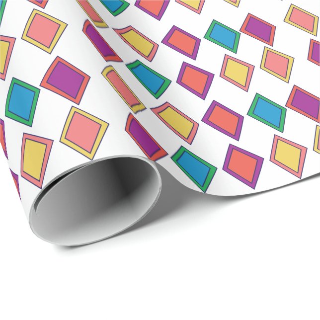 Colourful Diamond Geometric Pattern Wrapping Paper (Roll Corner)