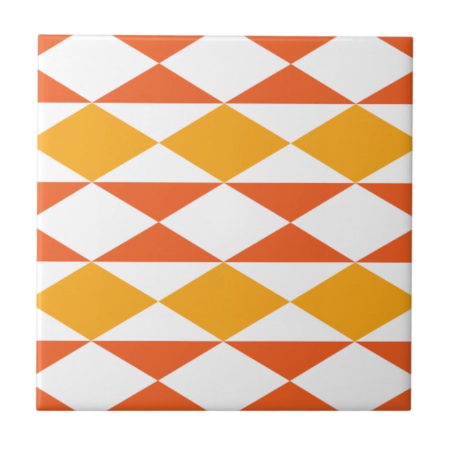 Colourful Diamond Modern Geometric Stripes Pattern Ceramic Tile (Front)
