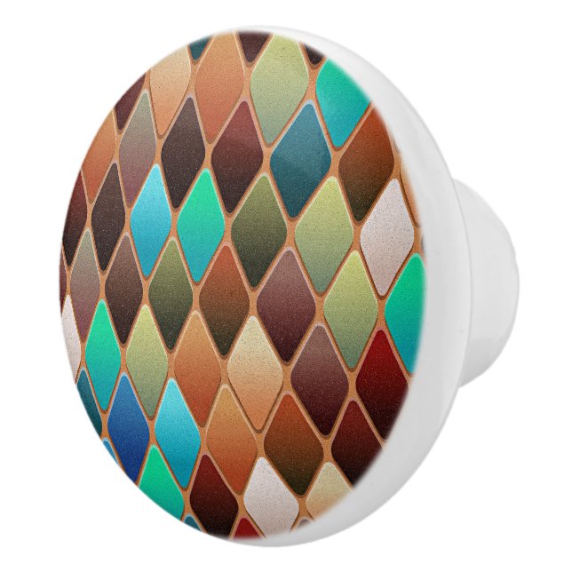 Colourful Diamond Pattern Ceramic Knob (Right)