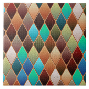 Colourful Diamond Pattern Ceramic Tile