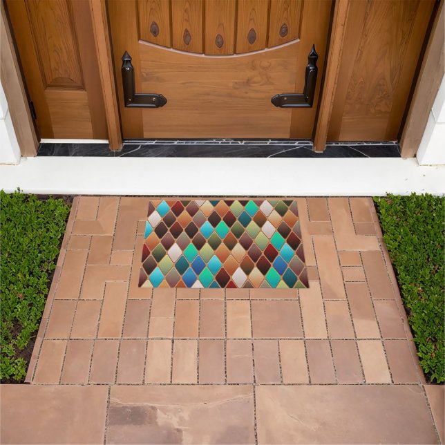 Colourful Diamond Pattern Doormat (Outdoor)