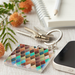 Colourful Diamond Pattern Key Ring