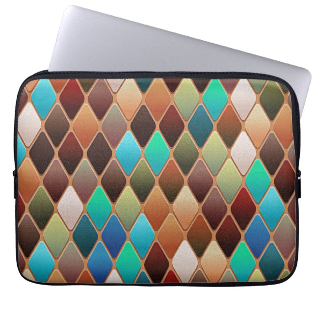 Colourful Diamond Pattern Laptop Sleeve (Front)