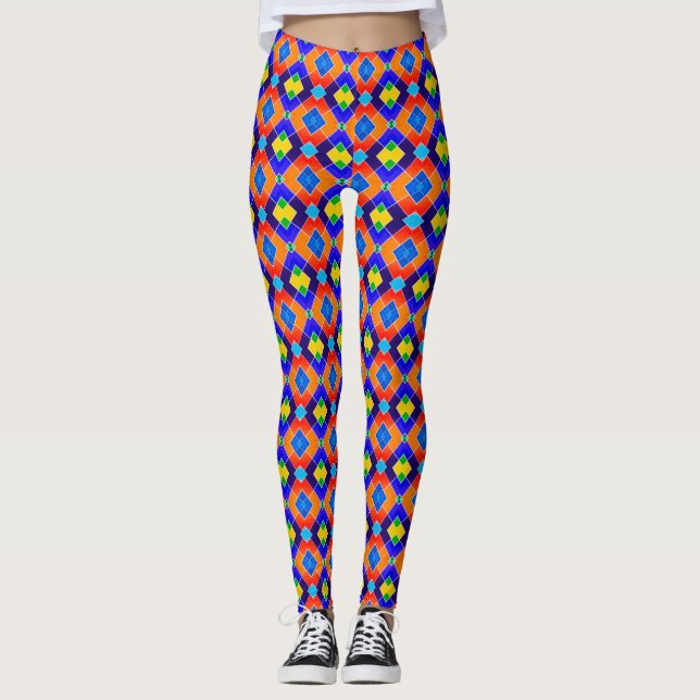 Colourful Diamond pattern Leggings (Front)
