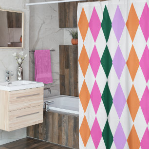 Colourful Diamond Pattern Mid Century Modern Shower Curtain