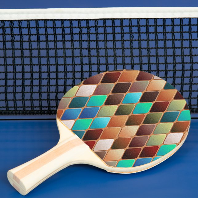 Colourful Diamond Pattern Ping Pong Paddle (Insitu)