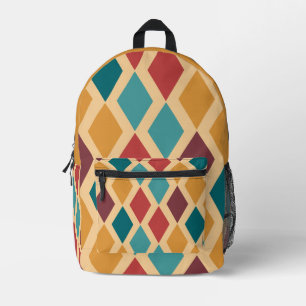 Colourful Diamond Pattern Printed Backpack