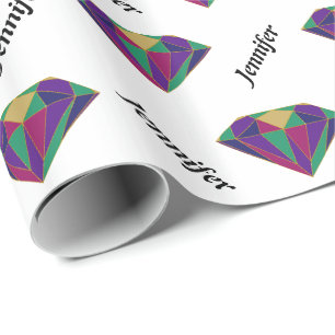 Colourful diamond personalised wrapping paper