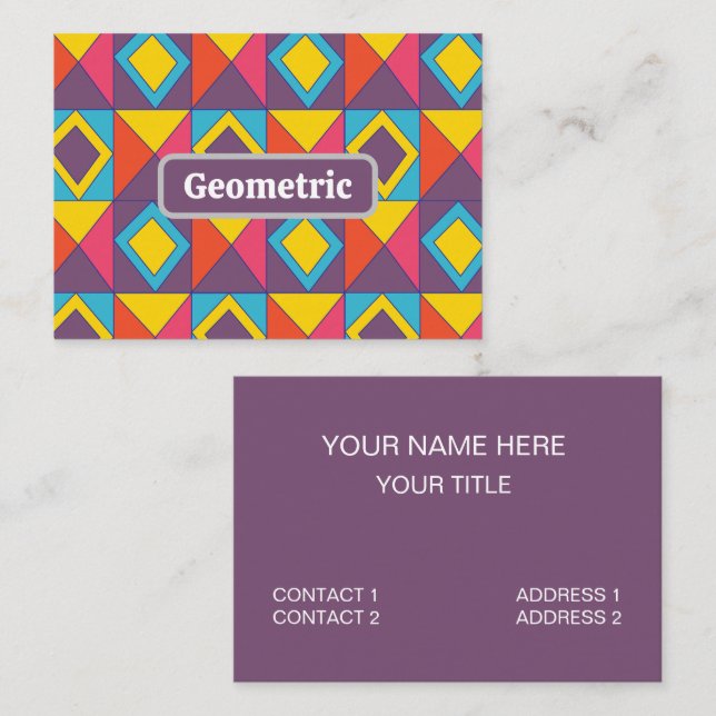 Colourful Diamond Triangle Geometric  Business Card (Front/Back)