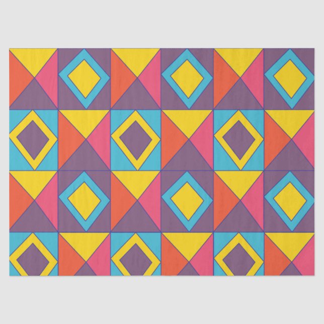 Colourful Diamond Triangle Geometric  Tissue Paper (Front)