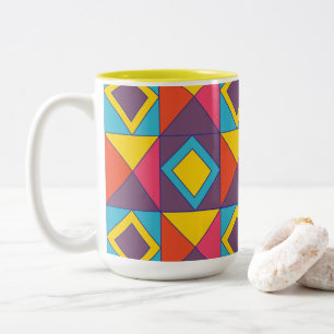 Colourful Diamond Triangle Geometric Two-Tone Coffee Mug