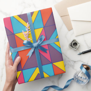 Colourful Diamond Triangle Geometric  Wrapping Paper