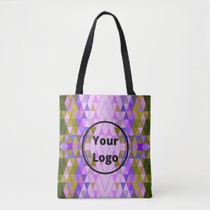 Colourful diamonds and triangles pattern tote bag