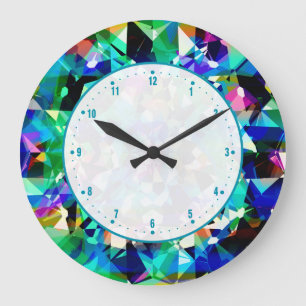 Colourful Diamonds Glitter And Sparkles Large Clock