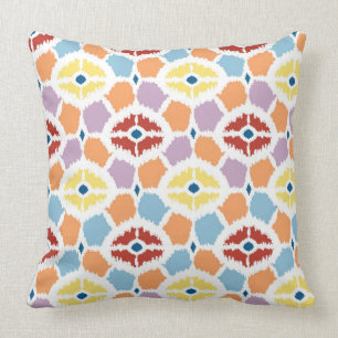 Colourful diamonds ikat geometric cushion