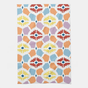 Colourful diamonds ikat geometric tea towel