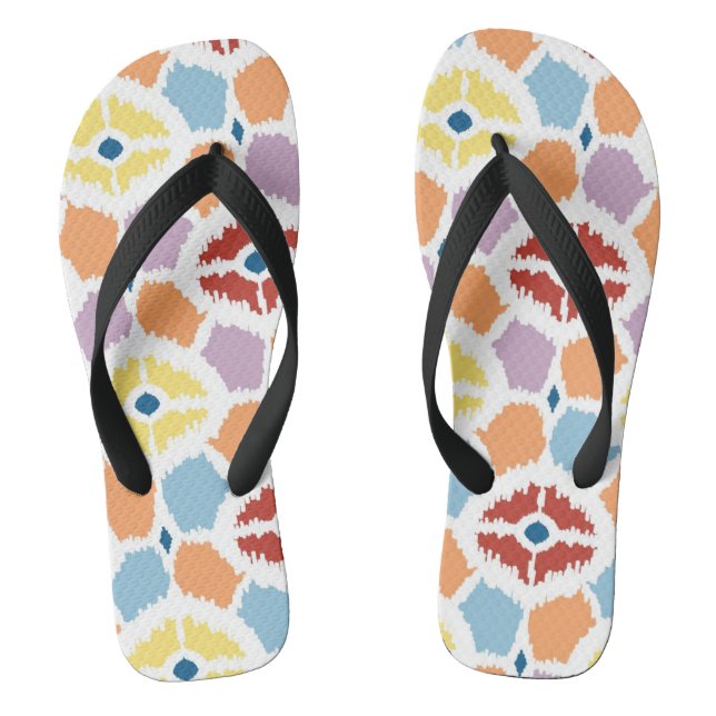 Colourful diamonds ikat geometric thongs (Footbed)