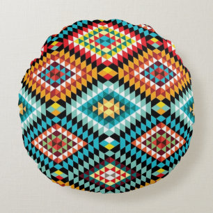 Colourful Diamonds Round Cushion