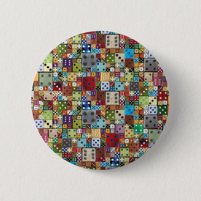 Colourful Dice 6 Cm Round Badge (Front)