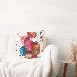 Colourful Dice Throw Pillow