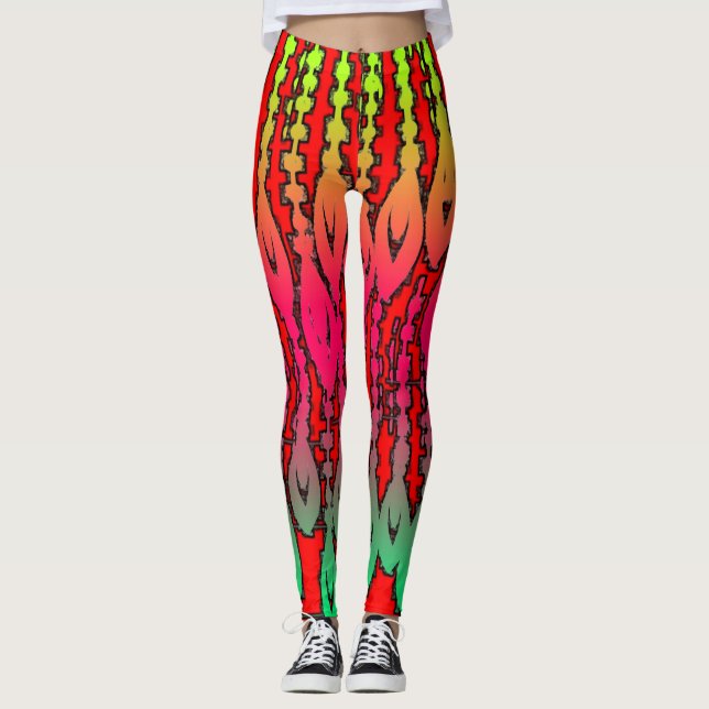 Colourful Digital 3D Design Leggings – Perfect Fit (Front)